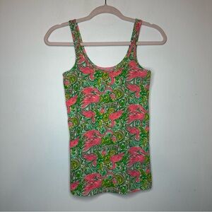 Lilly Pulitzer Tabbie Tank Top XS Resort Colorful Pink Flamingo Paisley